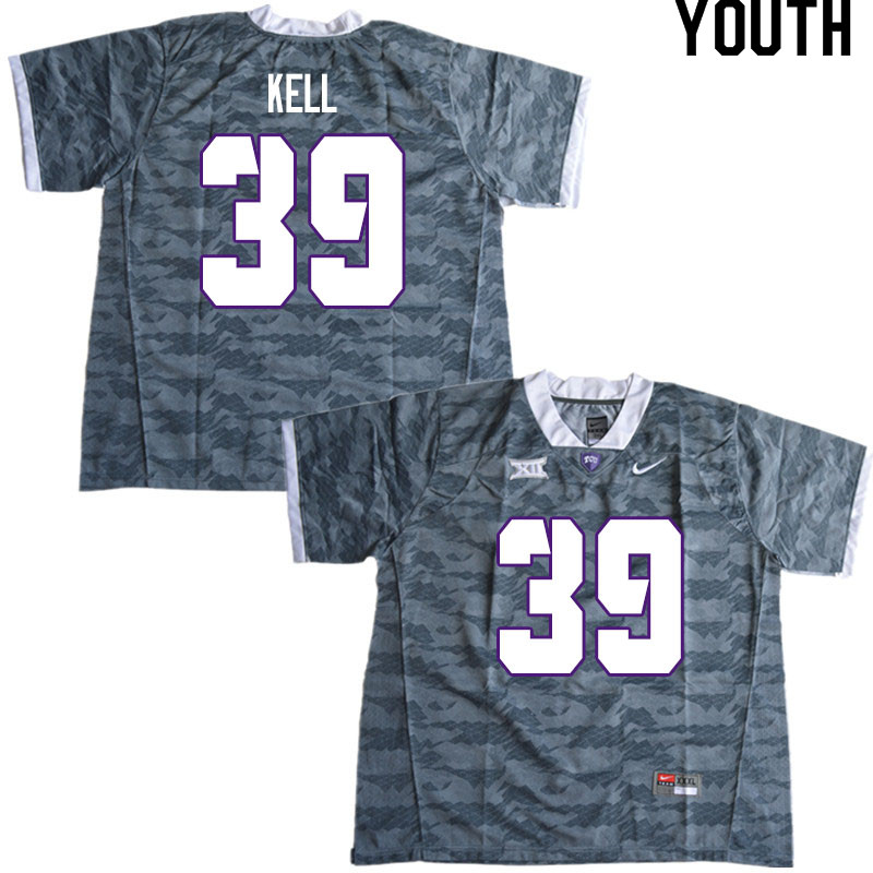 Youth #39 Griffin Kell TCU Horned Frogs College Football Jerseys Sale-Gray
